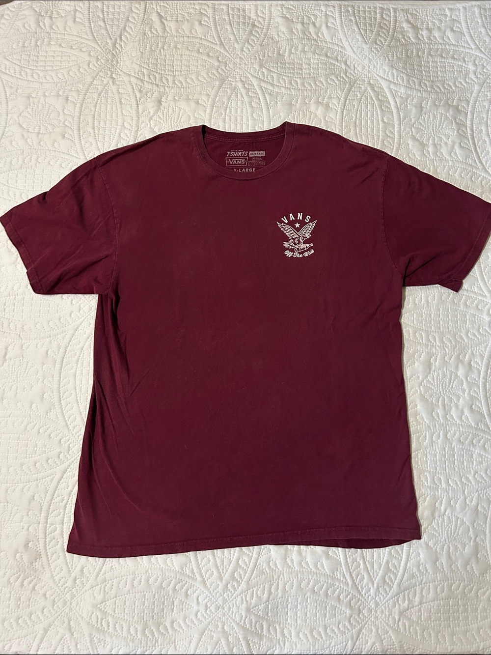 Vans Men's Burgundy Short Sleeve Eagle & Bottle Graphic Crew Tee Sz: XL